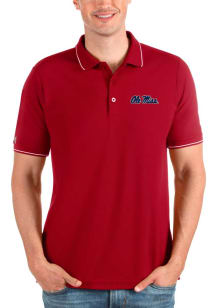 Antigua Ole Miss Rebels Mens Red Affluent Short Sleeve Polo
