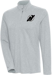 Antigua New Jersey Devils Womens Grey Metallic Logo Confront 1/4 Zip Pullover