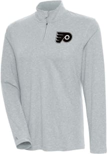 Antigua Philadelphia Flyers Womens Grey Metallic Logo Confront 1/4 Zip Pullover