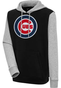 Antigua Chicago Cubs Mens Black Chenille Logo Victory Long Sleeve Hoodie