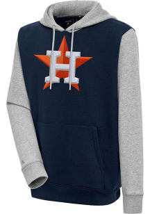 Antigua Houston Astros Mens Navy Blue Chenille Logo Victory Long Sleeve Hoodie