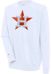 Antigua Houston Astros Mens White Chenille Logo Victory Long Sleeve Crew Sweatshirt