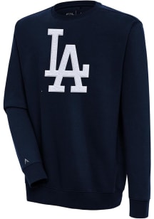 Antigua Los Angeles Dodgers Mens Navy Blue Chenille Logo Victory Long Sleeve Crew Sweatshirt