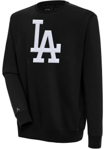 Antigua Los Angeles Dodgers Mens Black Chenille Logo Victory Long Sleeve Crew Sweatshirt