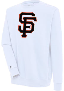 Antigua San Francisco Giants Mens White Chenille Logo Victory Long Sleeve Crew Sweatshirt
