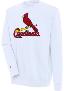 Antigua St Louis Cardinals Mens White Chenille Logo Victory Long Sleeve Crew Sweatshirt