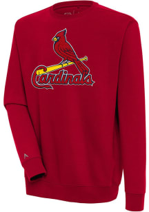 Antigua St Louis Cardinals Mens Red Chenille Logo Victory Long Sleeve Crew Sweatshirt