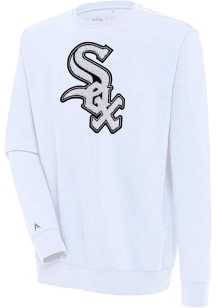 Antigua Chicago White Sox Mens Black Chenille Logo Victory Long Sleeve Crew Sweatshirt