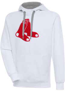 Antigua Boston Red Sox Mens White Chenille Logo Victory Long Sleeve Hoodie