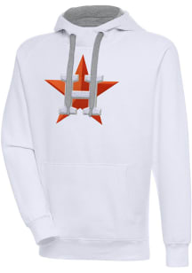 Antigua Houston Astros Mens White Chenille Logo Victory Long Sleeve Hoodie