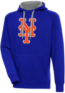 Antigua New York Mets Mens Blue Chenille Logo Victory Long Sleeve Hoodie