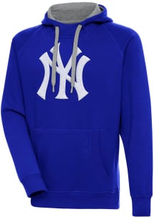 Antigua New York Yankees Mens Navy Blue Chenille Logo Victory Long Sleeve Hoodie