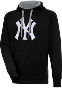 Antigua New York Yankees Mens Black Chenille Logo Victory Long Sleeve Hoodie