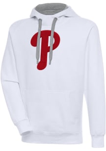 Antigua Philadelphia Phillies Mens White Chenille Logo Victory Long Sleeve Hoodie