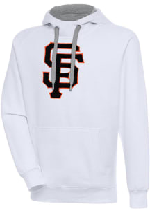 Antigua San Francisco Giants Mens White Chenille Logo Victory Long Sleeve Hoodie