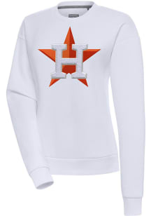 Antigua Houston Astros Womens White Chenille Logo Victory Crew Sweatshirt