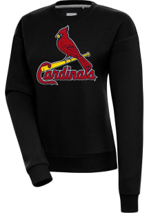 Antigua St Louis Cardinals Womens Black Chenille Logo Victory Crew Sweatshirt
