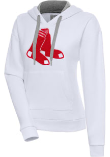 Antigua Boston Red Sox Womens White Chenille Logo Victory Long Sleeve Pullover