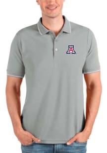 Antigua Arizona Wildcats Mens Grey Affluent Short Sleeve Polo