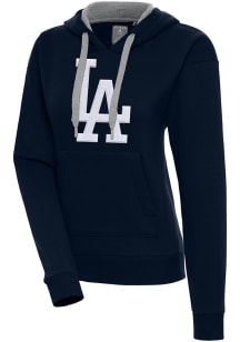 Antigua Los Angeles Dodgers Womens Navy Blue Chenille Logo Victory Long Sleeve Pullover