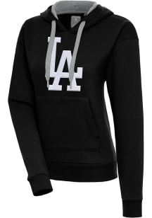 Antigua Los Angeles Dodgers Womens Black Chenille Logo Victory Long Sleeve Pullover