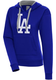 Antigua Los Angeles Dodgers Womens Blue Chenille Logo Victory Long Sleeve Pullover