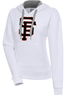 Antigua San Francisco Giants Womens White Chenille Logo Victory Long Sleeve Pullover