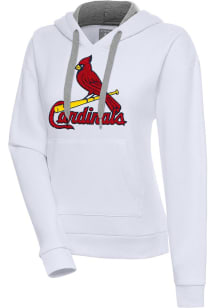 Antigua St Louis Cardinals Womens White Chenille Logo Victory Long Sleeve Pullover