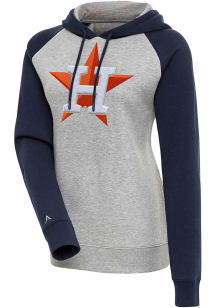 Antigua Houston Astros Womens Grey Chenille Logo Victory Hooded Sweatshirt