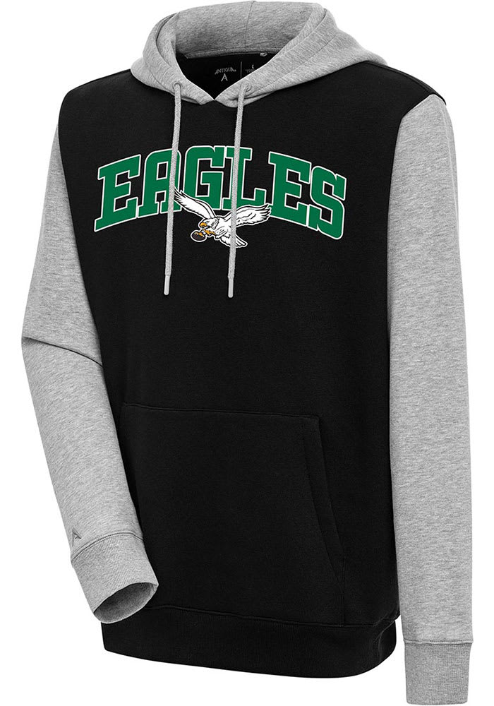 Antigua Philadelphia Eagles Black Chenille Logo Victory Long Sleeve Hoodie, Black, 52% Cot / 48% Poly, Size L, Rally House