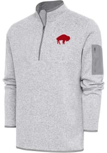 Antigua Buffalo Bills Mens Grey Classic Logo Fortune Long Sleeve 1/4 Zip Fashion Pullover