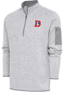 Antigua Denver Broncos Mens Grey Classic Logo Fortune Long Sleeve 1/4 Zip Fashion Pullover