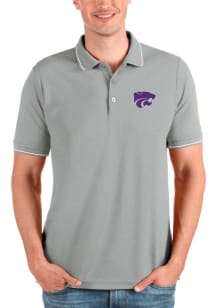 Antigua K-State Wildcats Mens Grey Affluent Short Sleeve Polo