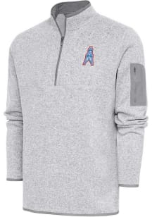 Antigua Houston Oilers Mens Grey Vintage Logo Fortune Long Sleeve 1/4 Zip Fashion Pullover