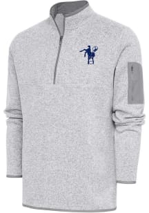 Antigua Indianapolis Colts Mens Grey Classic Logo Fortune Long Sleeve 1/4 Zip Fashion Pullover