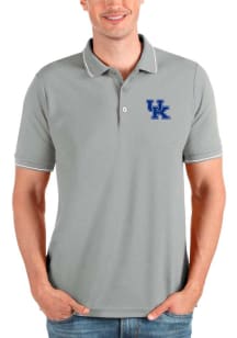 Antigua Kentucky Wildcats Mens Grey Affluent Short Sleeve Polo