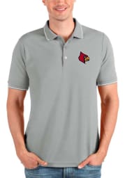 Antigua Louisville Cardinals Mens Grey Affluent Short Sleeve Polo