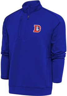 Antigua Denver Broncos Mens Blue Classic Logo Generation Long Sleeve 1/4 Zip Pullover