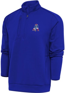 Antigua New England Patriots Mens Blue Classic Logo Generation Long Sleeve 1/4 Zip Pullover