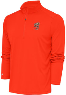 Antigua Cleveland Browns Mens Orange Classic Logo Tribute Long Sleeve 1/4 Zip Pullover