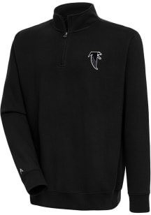 Antigua Atlanta Falcons Mens Black Classic Logo Victory Long Sleeve 1/4 Zip Pullover