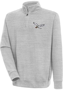 Antigua Philadelphia Eagles Mens Grey Classic Logo Victory Long Sleeve Qtr Zip Pullover