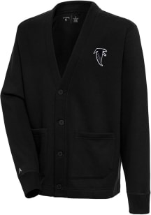 Antigua Atlanta Falcons Mens Black Classic Logo Victory Cardigan Long Sleeve Sweater