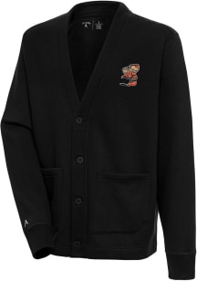Antigua Cleveland Browns Mens Black Classic Logo Victory Cardigan Long Sleeve Sweater