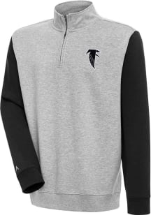Antigua Atlanta Falcons Mens Grey Classic Logo Victory Colorblock Long Sleeve 1/4 Zip Pullover