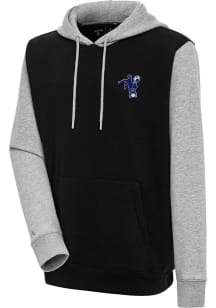 Antigua Indianapolis Colts Mens Black Classic Logo Victory Colorblock Long Sleeve Hoodie