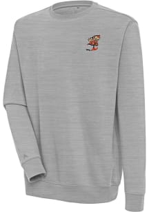 Antigua Cleveland Browns Mens Grey Classic Logo Victory Long Sleeve Crew Sweatshirt