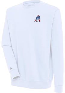 Antigua New England Patriots Mens White Classic Logo Victory Long Sleeve Crew Sweatshirt