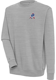 Antigua New England Patriots Mens Grey Classic Logo Victory Long Sleeve Crew Sweatshirt
