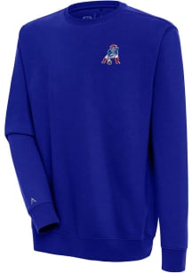 Antigua New England Patriots Mens Blue Classic Logo Victory Long Sleeve Crew Sweatshirt